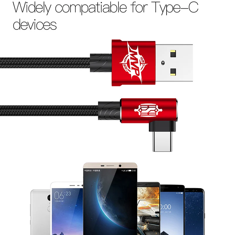 Baseus USB tipo C Cable USB de 90 grados C cargador de Cable de datos de carga rápida with tipo-c Cable para samsung S9 S8 Oneplus 6 t 6 5 USB-C
