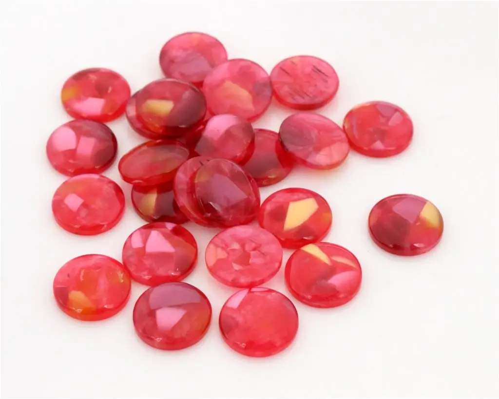 

New Fashion 40pcs 12mm Red Colors Built-in Shell Flat back Resin Cabochons Cameo-V5-15