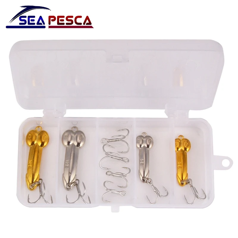 SEAPESCA 4 шт./лот DD ложка рыболовные приманки с шт тройными крючками 5 г 10 серебристый
