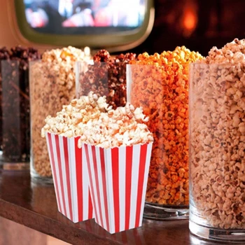 

600piece/batch new popcorn box colorful striped gift box welcome wedding popular kids' corn party decoration box