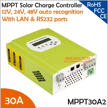 

30A 12V/24V/48V automatic recognition MPPT solar charge controllers with RS232 and LAN communication function