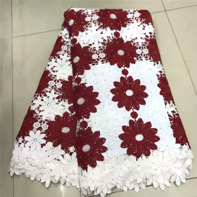 Африканская кружевная ткань, Высококачественная французская кружевная ткань для свадебного платья нигерийская вышивка стразы кружева - Цвет: 4