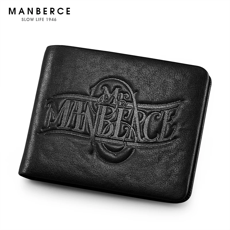 

MANBERCE Brand Men Wallet Genuine Leather Credit Card Holder Cowhide Purse Credit Card Wallet Men's Long Wallet Free Shipping