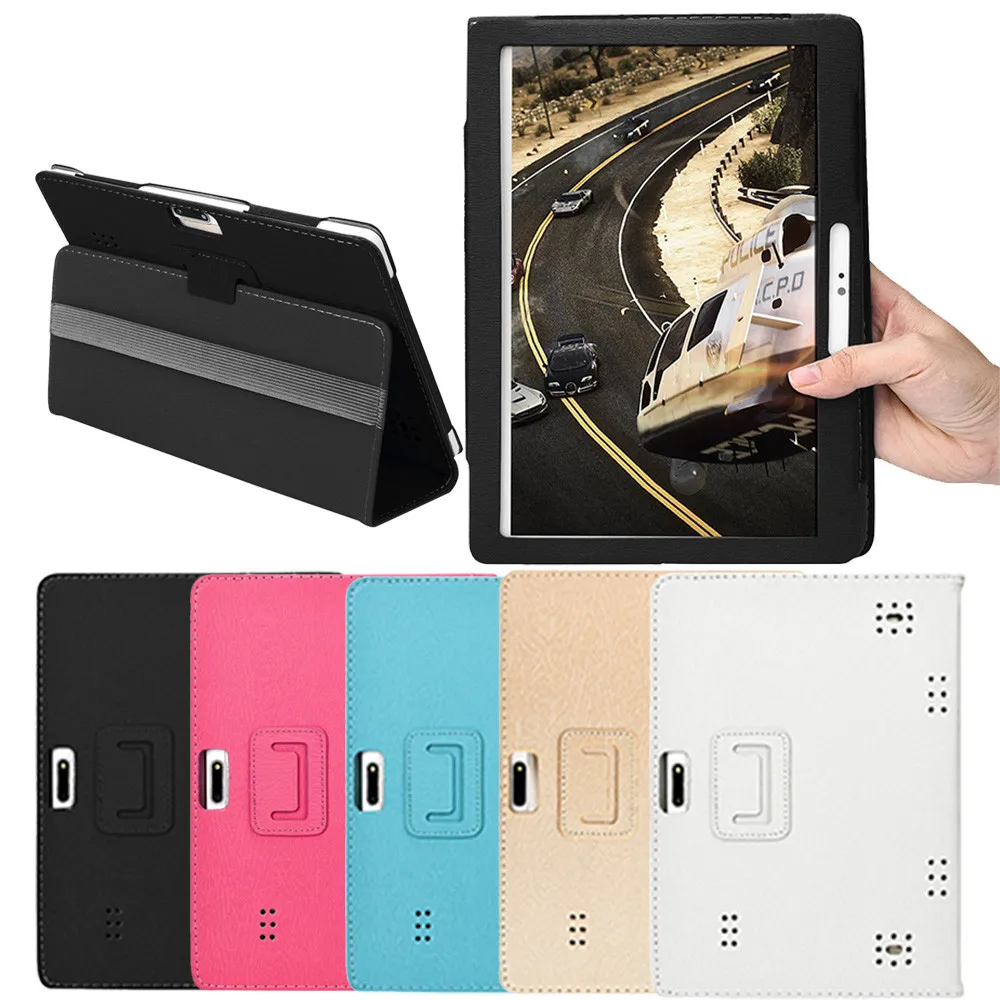 Универсальный кожаный чехол-книжка для 10, 10,1 дюймов, планшет на Android, ПК, сплошной цвет, задняя крышка, защитный чехол