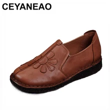 CEYANEAO/женская повседневная обувь; Модные женские лоферы из натуральной кожи; женские слипоны на плоской подошве; женская обувь для вождения; однотонные Мокасины