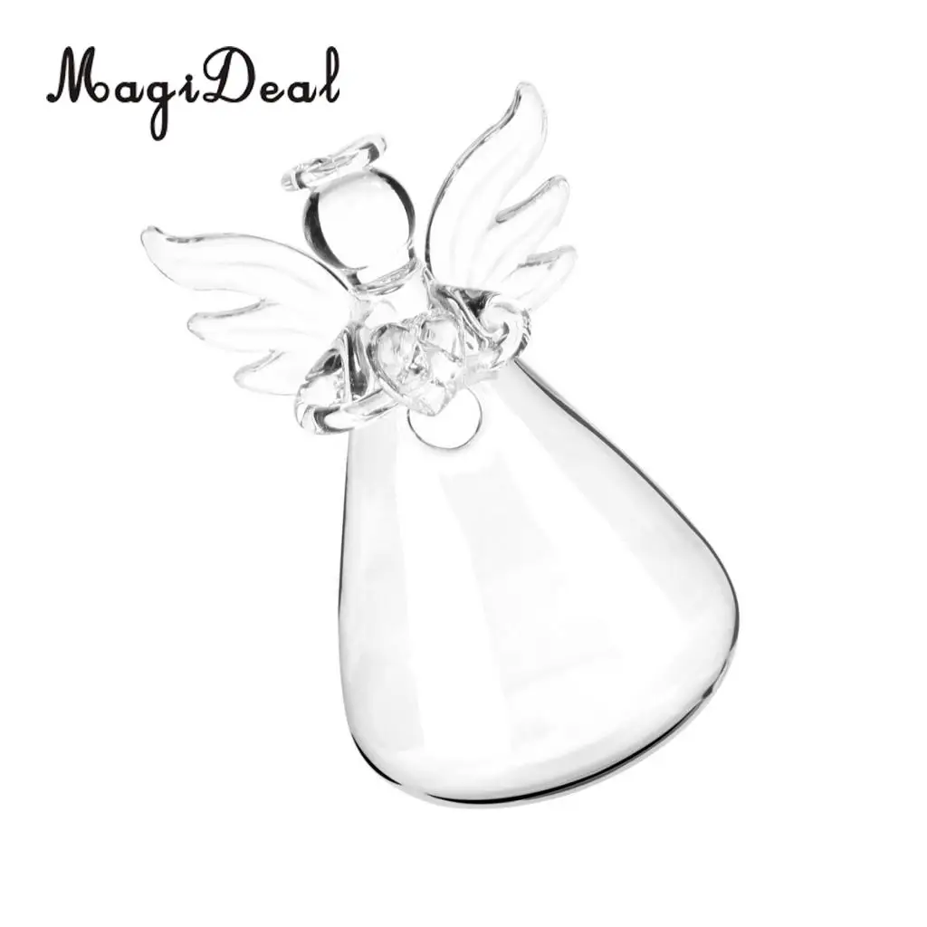 MagiDeal Handmade Angel Clear Glass Wall Hanging Vase Bottle for Plant Flower Bedroom Living Room Office Home Decor Friends Gift