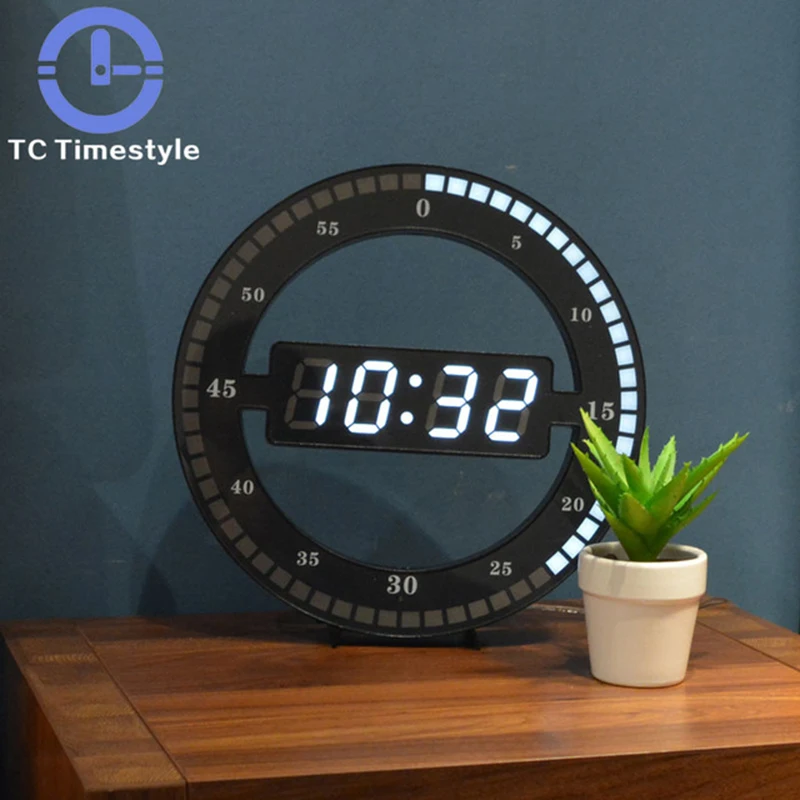  Living Room Wall Clock Mute Creative Digital Electronic LED Simple Night Glow Round Home Decoration - 32865521543