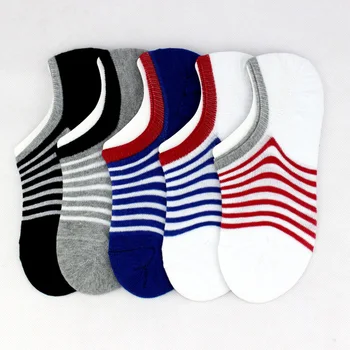 

Fashion Cute Cotton Striped Socks Slippers Spring Summer 5 Colors Quality Fitted Mesh Invisible Boat Socks For Men Women Meias