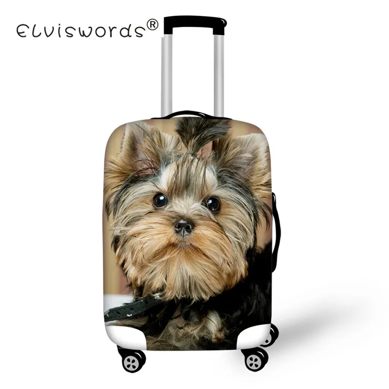 ELVISWORDS Thick Elastic Luggage Suitcase Cover Apply To 18-30 Inch Cases 3D Yorkies Dog Trolley Case Covers Travel Acessories