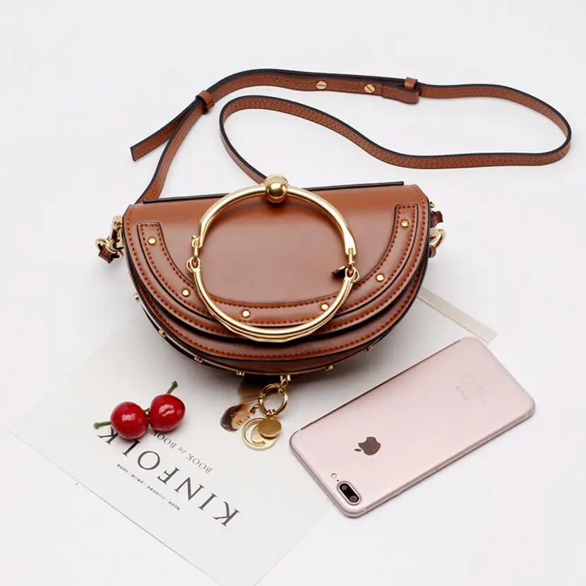 Классические кольца annulus женские сумки-мессенджеры роскошные сумки женские сумки дизайнерские женские кожаные сумки через плечо - Цвет: Brown