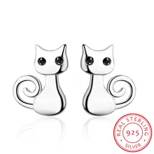 Coleção do gato 925 sterling silver sticky cat animal pequeno parafuso prisioneiro brincos para as mulheres moda prata esterlina jóias sce450