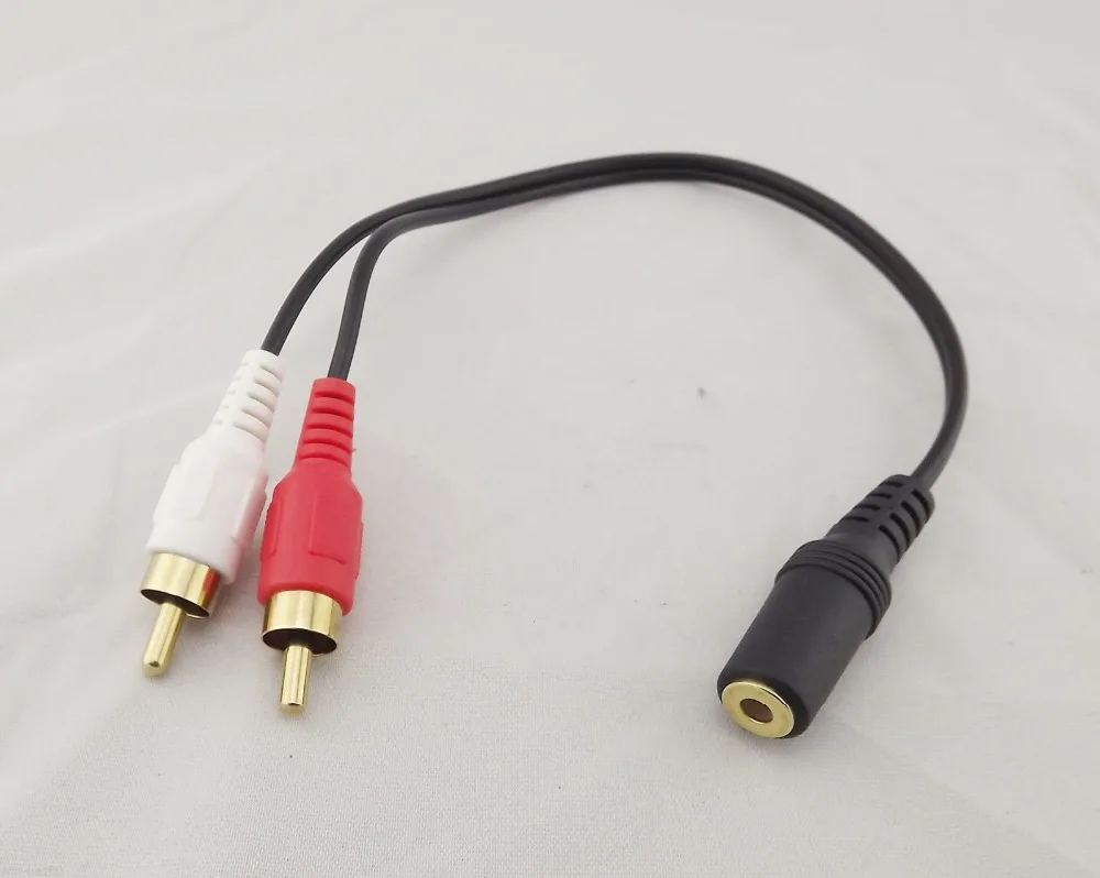 2pcs 3.5mm 1/8" Mini Jack Stereo Female To Dual RCA Phono Male Plug Adapter Audio Y Cable Cord