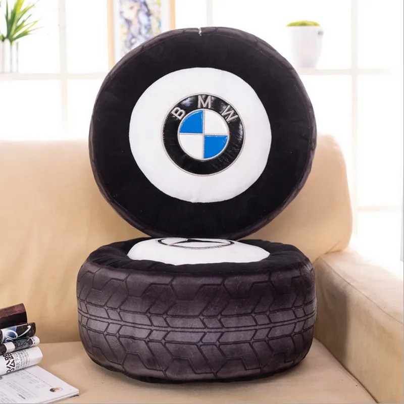 

40cm 3D Personalise automobile wheel plush cushion for baby / simulate tire Funny cushions, BMW LOGO baby wheel plush pillow