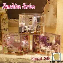 DIY Миниатюрные домики деревянные милые комнаты солнце серии С Пылезащитным покрытием модели наборы игрушки для детей девочек День рождения Рождественский подарок