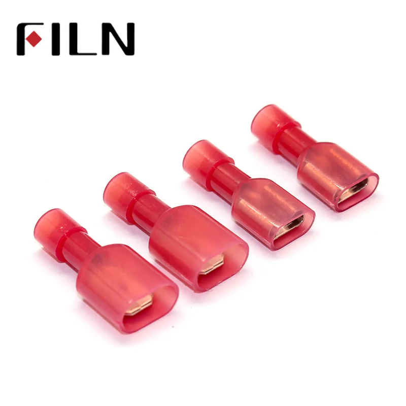 FDFN1.25-250   50pcs 6.3MM Male&Female Car Fully Insulated Spade Crimp connector Terminals Auto Wire Terminal (7)