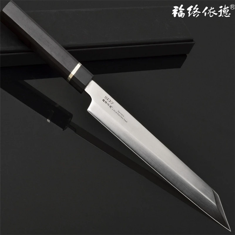 

24 30cm Japanese Kiritsuke Yanagi Sashimi Sushi Knife With Scabbard Raw Germany Steel Blade Octagonal Ebony Handle 5.1.3G