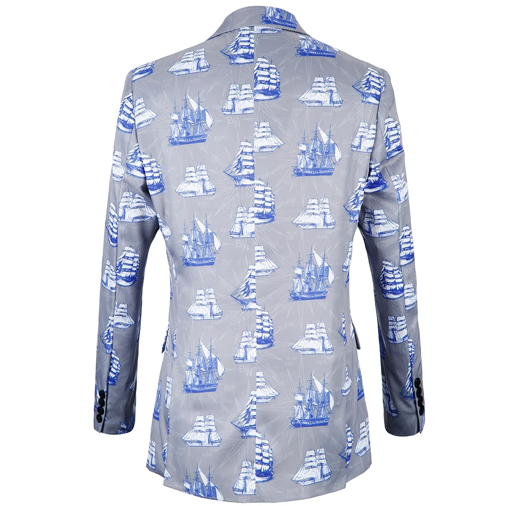 PAULKONTE 2019 big size 38R-48R Blazer Men Print Sea design Suit Jacket Blue Casual Blazer loose Plus Size men coat jacket PAULKONTE 2019 big size 38R-48R Blazer Men Print Sea design Suit Jacket Blue Casual Blazer loose Plus Size men coat jacket