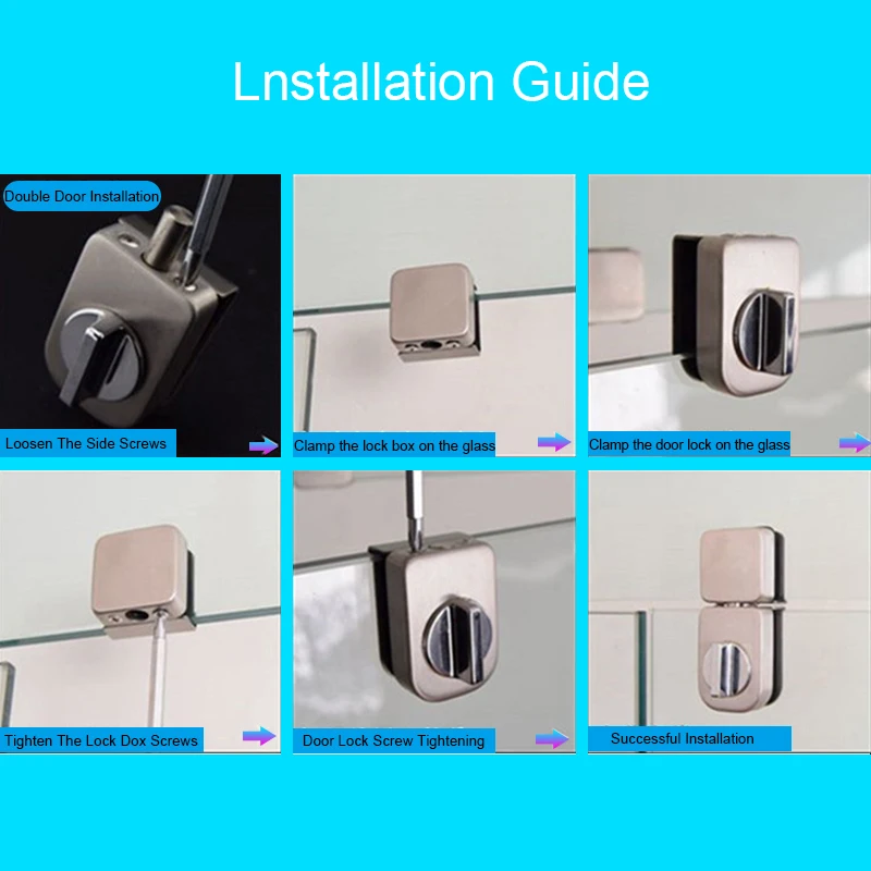 Double Glass Door Latches Lock 304 Stainless Steel Lock,Without Hole,Bidirectional Unlock Frameless Glass Door For Home Office Double Glass Door Latches Lock 304 Stainless Steel Lock,Without Hole,Bidirectional Unlock Frameless Glass Door For Home Office