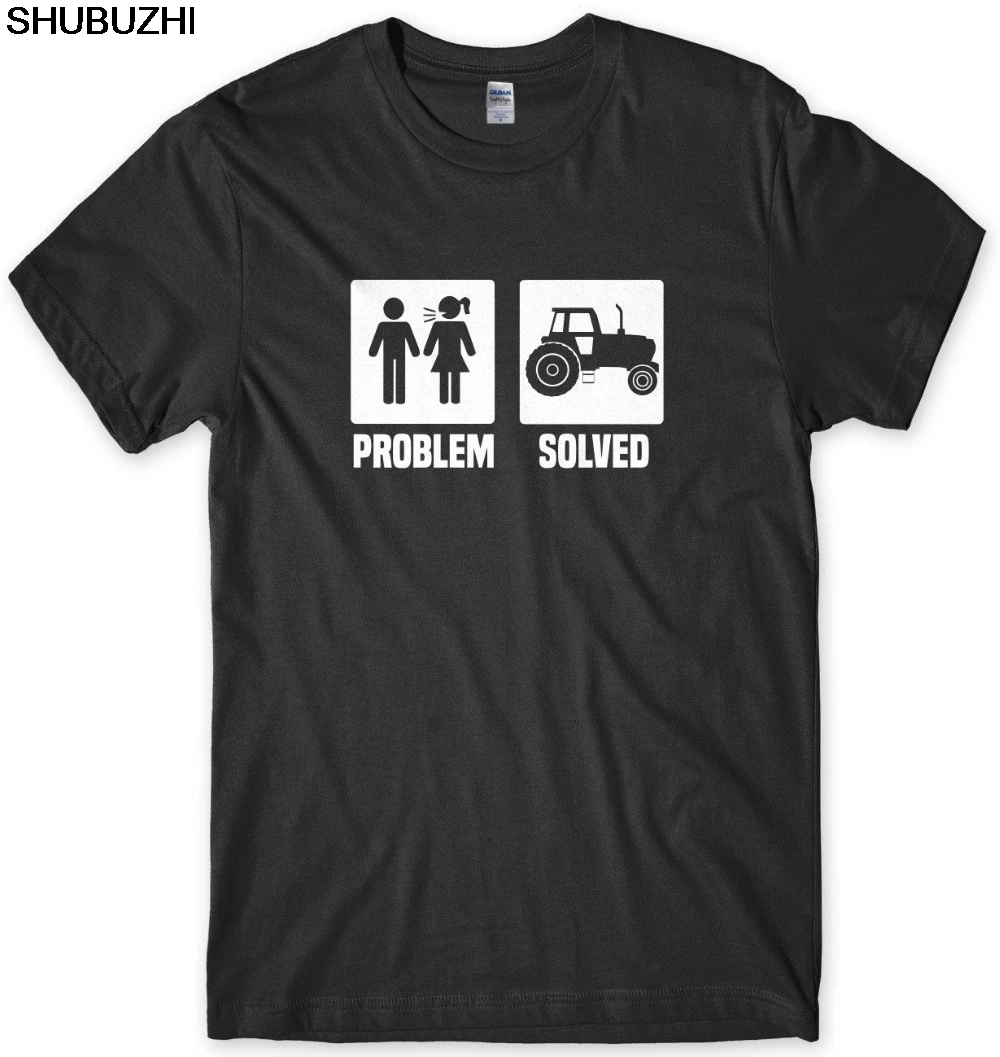 

Tractor Farming Farmer Problem Solved Funny Mens Unisex T-Shirt Brand Summer Men Cotton High Quality Custom Tee Shirts sbz5450