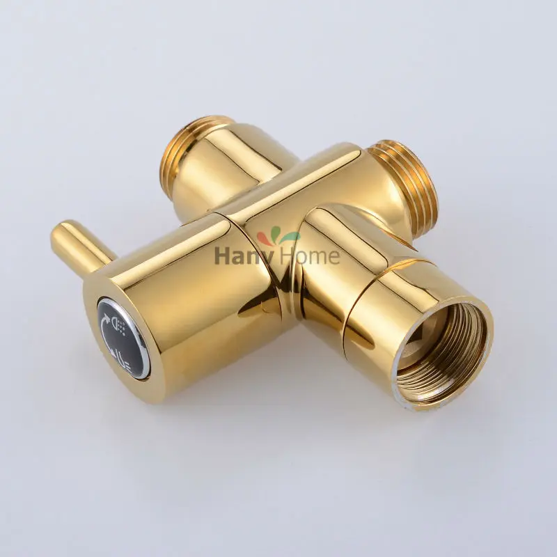 Золотой G1/" Латунь Т-клапан-адаптер переключателем для ручной Насадки для душа биде Spray11-016G