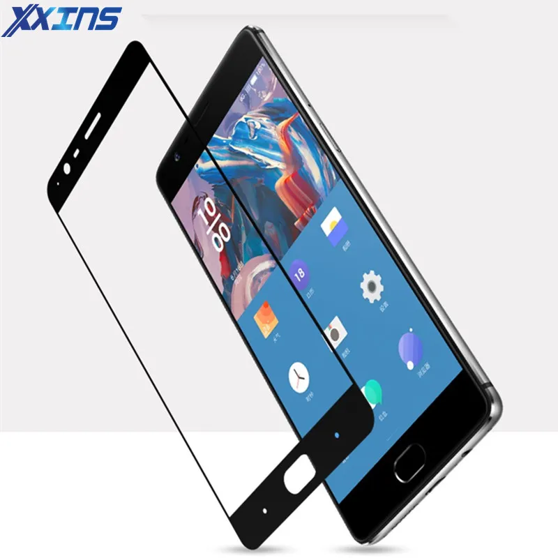 

2017 Full coverage Tempered GLASS For One Plus 3T coloful mobile phone Screen Protector high quality anti scratch film case