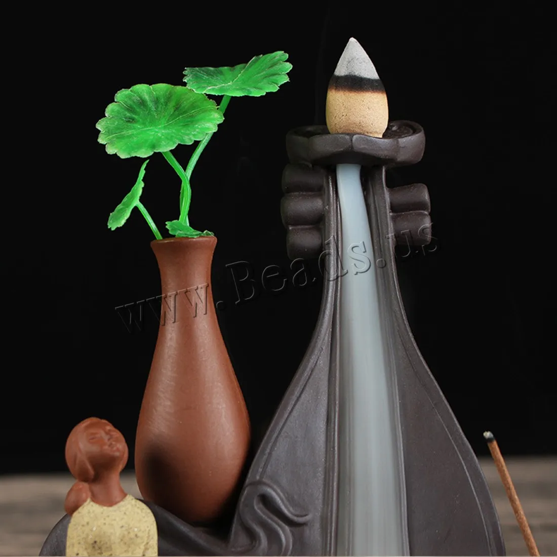 Creative Ceramic Meditation Girl Backflow Incense Burner Smoke Waterfall Censer Aromatherapy Furnace Holder Fashion Home Decor