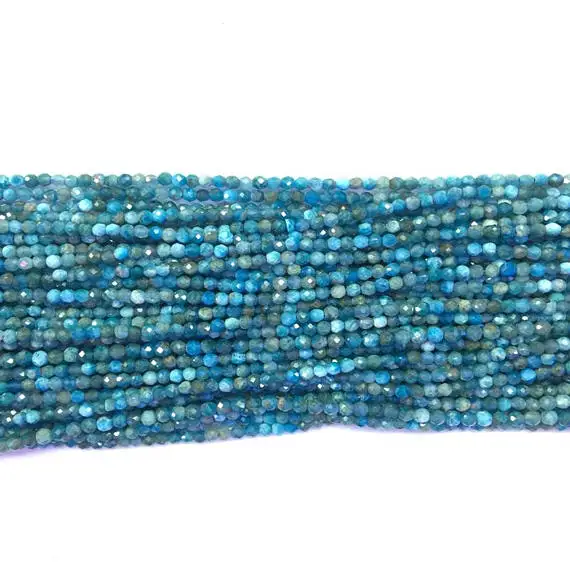 Natural Blue Apatite Beads Faceted 2mm 3mm 4mm Genuine Apatite Gemstone Tiny Blue Apatite Beads Blue Beads Small Blue Semi Precious Stone4