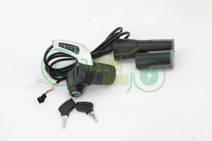 

1* Half-Bar 48V Power Display Electric Bike Key Lock Hand Twist Speed Throttle Grip Bike Grips 1.58m Handle Bar E-Scooter eBike