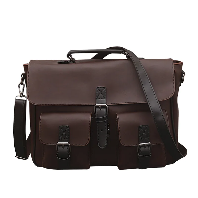 

Brief Men's Handbag Business Crossbody Shoulder Bags Male Briefcase Vintage Crazy Horse Leather Men Casual Messenger Bag