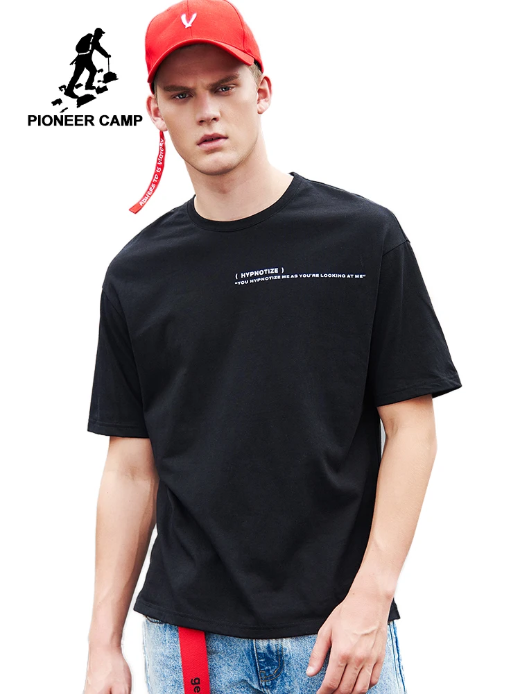 

Pioneer Camp 2019 Simple Cotton Pink T Shirts Men's New Arrival Summer Style Short Sleeve Men Tshirt ADT901074