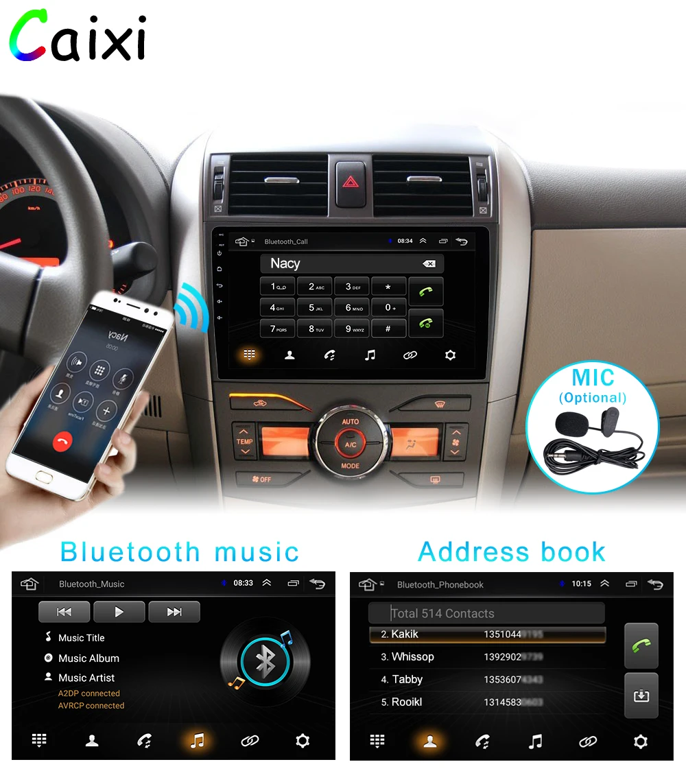 Автомобильный android 8,1 2Din радио мультимедиа плеер для Защитные чехлы для сидений, сшитые специально для Toyota Corolla E140/150 2007 2008 2009 2010 2011 2012 2013- Оперативная память 2G