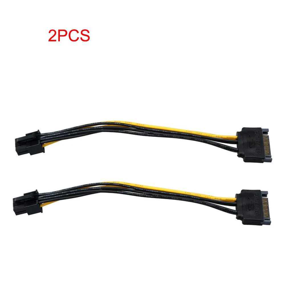 2pcs SATA Power Cable 15 Pin To 6 Pin PCI EXPRESS PCI-E Sata Graphics Converter Adapter Video Card Power Cable Cord Dropshipping