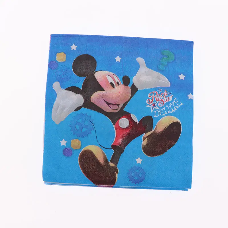 

20pcs/lot Mickey Mouse Birthday Paper Napkins For Event Party Supplies Decoration Tissue Decoupage Towels Party Supplies