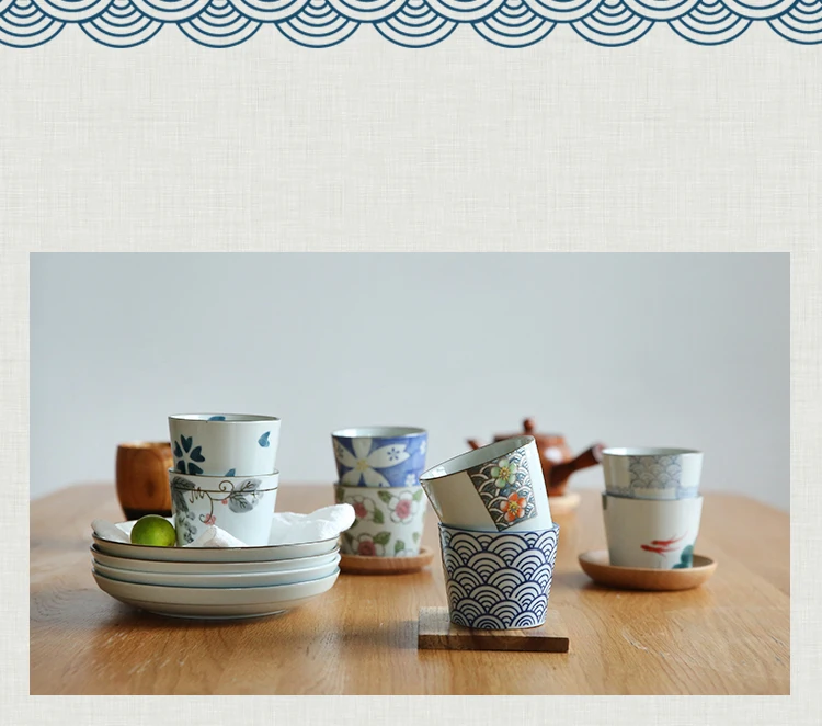 Японский HENGFENG подглазурная цветная ручная роспись керамическая чашка прямая чашка для чая чашка для завтрака