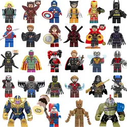 Супер герои Marvel цифры капитан, Человек-паук Wonder woman Дэдпул Ironman Халк Строительные блоки мини Кирпичи Детские игрушки