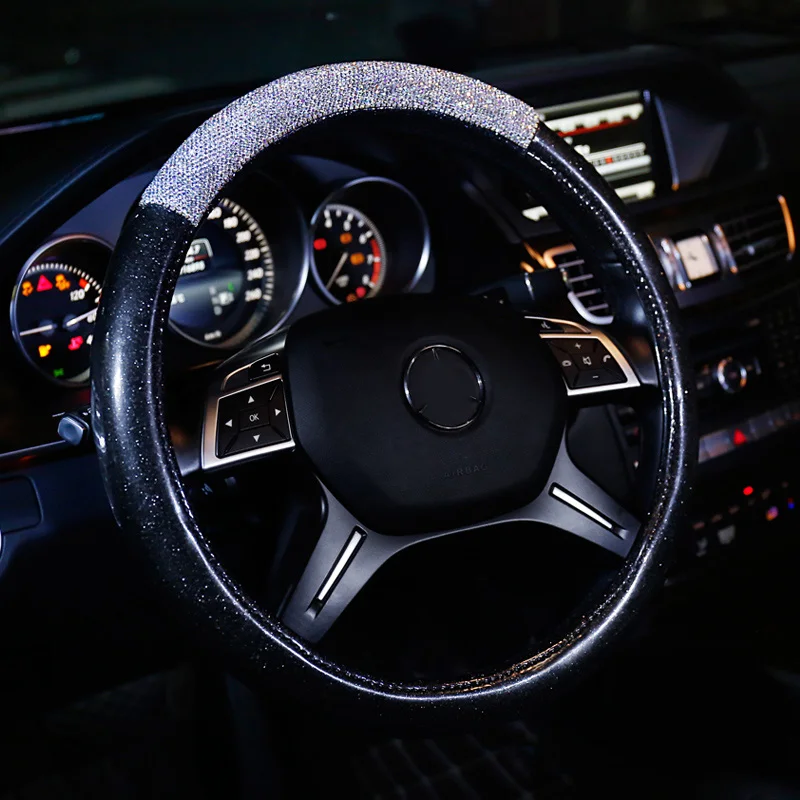 New-Fashion-Crystal-Glitter-Leather-Car-Steering-Wheel-Covers-15-inch-38CM-for-Women-5