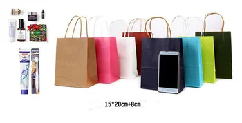 

30PCS/lot 20x15x8cm Kraft paper Gift bag with handle for wedding birthday party gift package bags Christmas new year Wholesale