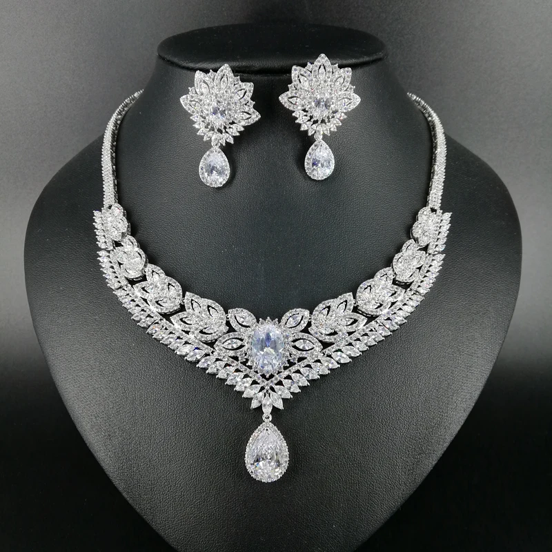 

NEW FASHION Retro elegant crystal zircon necklace earring bracelet ring wedding bride banquet formal dress popular jewelry set