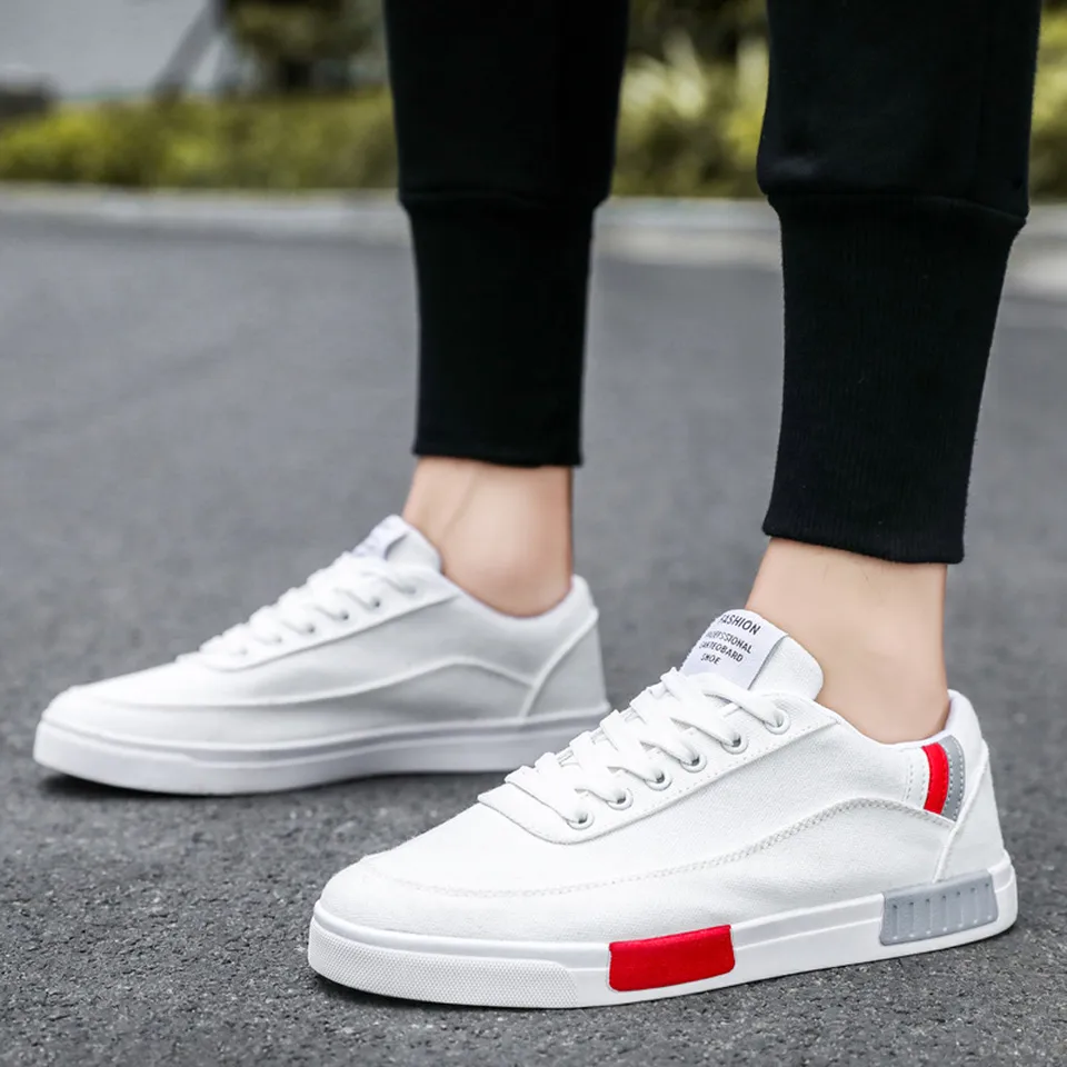 Męskie buty 2019 wiosenne letnie mieszane kolory męskie oddychające materiałowe sznurowane trampki jednokolorowe odkryte buty w stylu casual, biurowy Męskie buty 2019 wiosenne letnie mieszane kolory męskie oddychające materiałowe sznurowane trampki jednokolorowe odkryte buty w stylu casual, biurowy