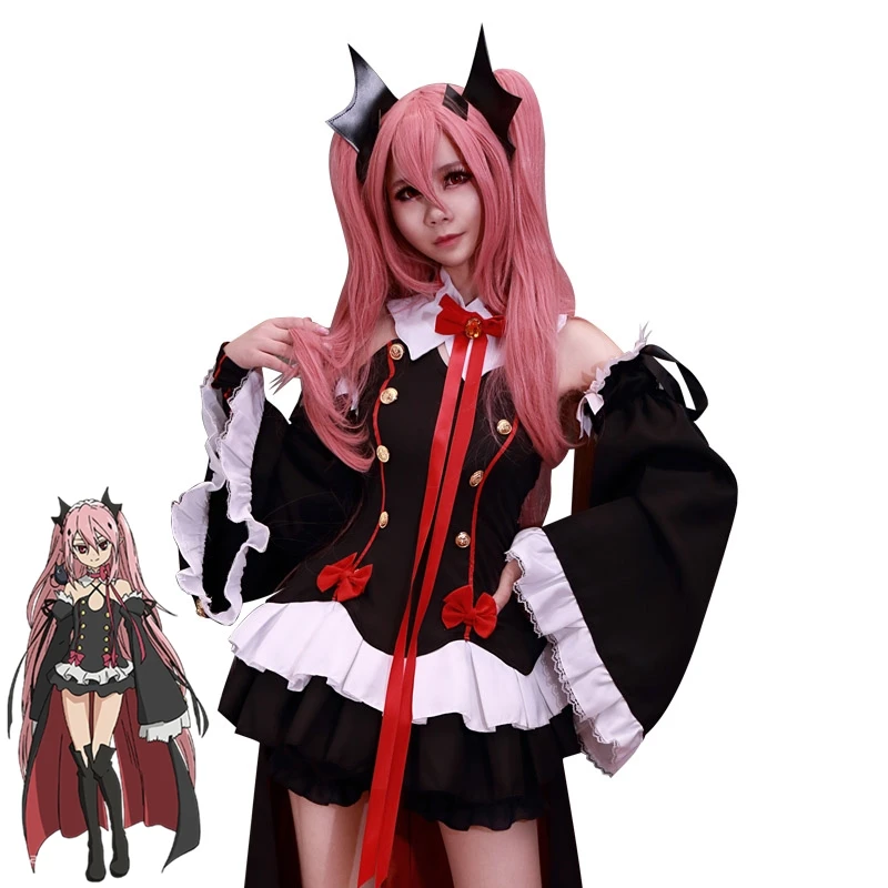 

Anime Seraph of the End the Queen of Vampire Krul Tepes Cosplay Costume Black Fancy Dress Halloween Costumes for Women S-XL