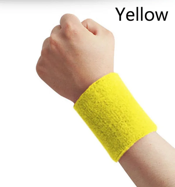 1 шт. полотенца браслеты на запястье поддержка обёрточная бумага Теннисный Браслет спортивный Напульсник для спортзала Йога волейбол рука пот группа - Цвет: Цвет: желтый