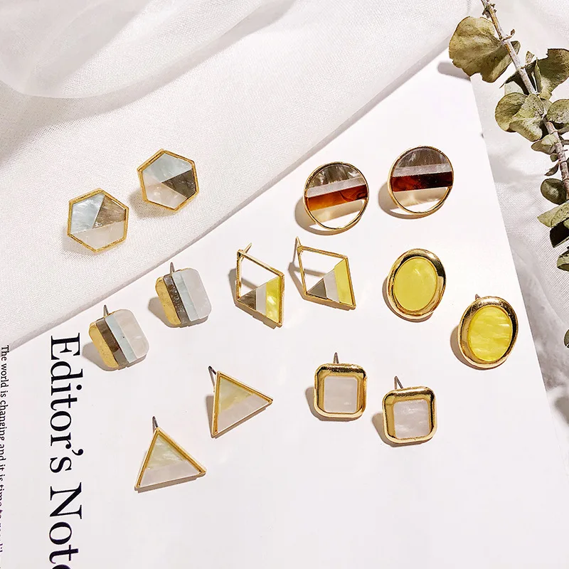 Korean Fashion Geometry Stud Earrings For Women Girl Acetic Acrylic Color Earring Charm Summer Sweet Jewelry Female Bohemia Z31 | Украшения
