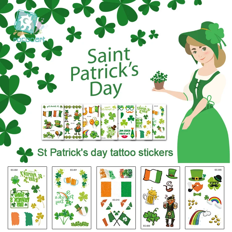 

Latest 2019 Saint Patrick's Day Tattoo Stickers Irish Party Fake Waterproof Tattoo Gala Parade Temporary Tattoo Body Art Taty.