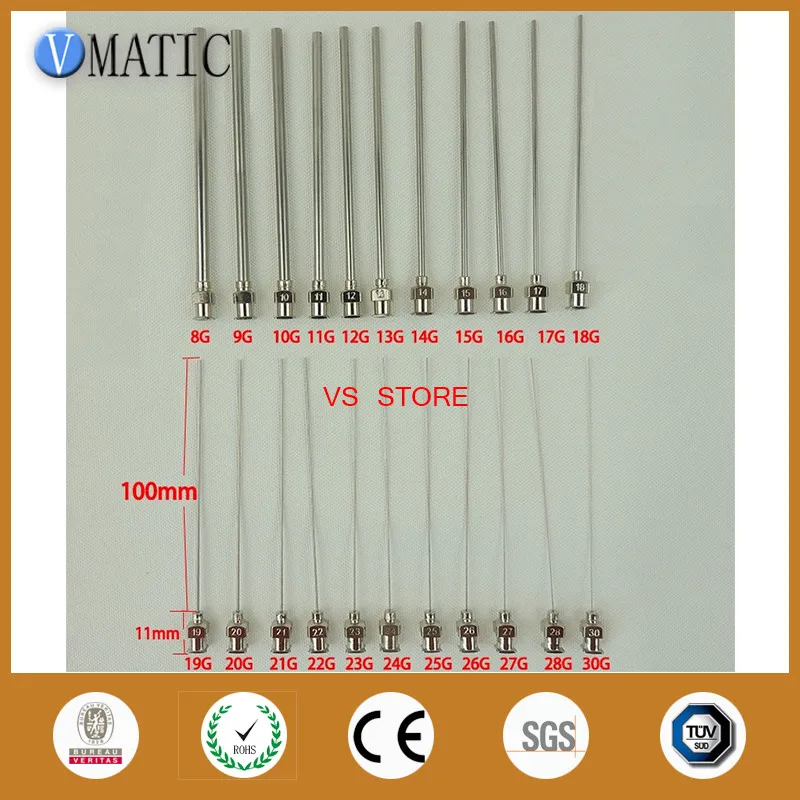 

Free Shipping High Precision All Metal Tips Tube Length 10cm Blunt Stainless Steel 10Pcs Dispensing Needles Syringe Needle Tips