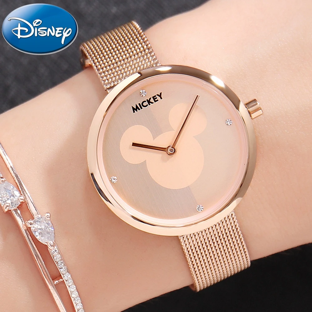Genuine Disney Women's Quartz Steel Mesh Band Bracelet Round Simple Fashion Mickey 11156 Watches Pretty Female Teen Wristwatch Genuine Disney Women's Quartz Steel Mesh Band Bracelet Round Simple Fashion Mickey 11156 Watches Pretty Female Teen Wristwatch