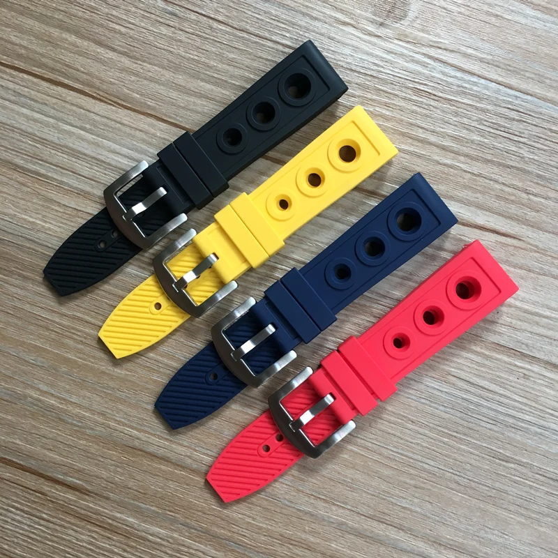 

Soft Silicone Rubber Watch band 22mm 24mm Black Blue Red Yellow Watch Strap For Breitling Rubber Watch Strap navitimer avenger