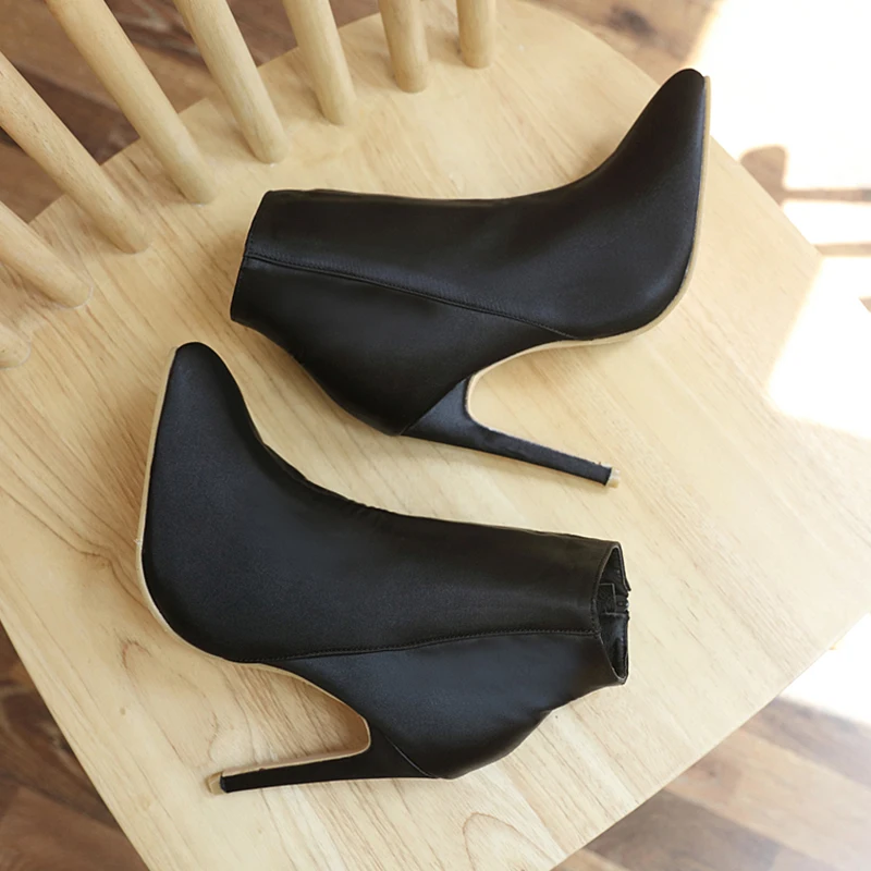 Para Invierno Punta Mujer Primavera Botas Black Altos Negro Vestido Ladies Cm Duan 10 Xue Calcetín Punk Estrecha Zapatos Tacones Otoño 5 De wqx7aTSf