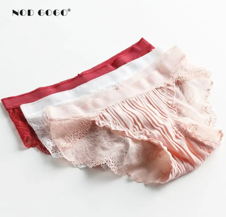 

New High-end Women's Underwears Female Simple solid color Lace Blinds Briefs Lady sexy breathable elasticity low waist Panties