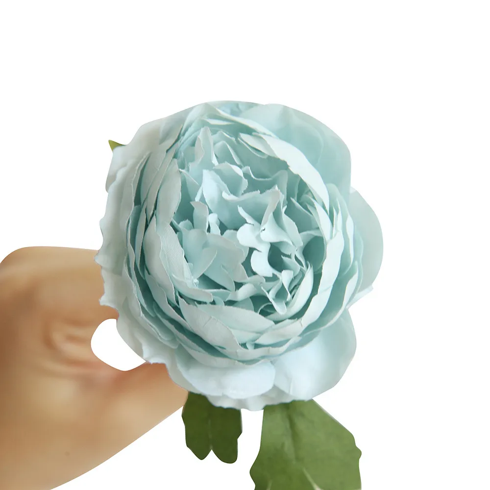 Искусственные западные розы Пион Свадебный букет украшение для дома Kunstliche Blumen - Цвет: Синий