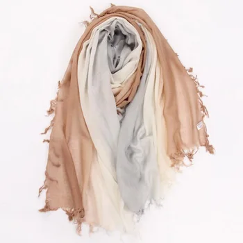 

100 Cashmere Scarf Women Khaki Gradient with Fringe Pashmina Cashmere Scarfs Winter Spring Fashion High Quality Free Shipping